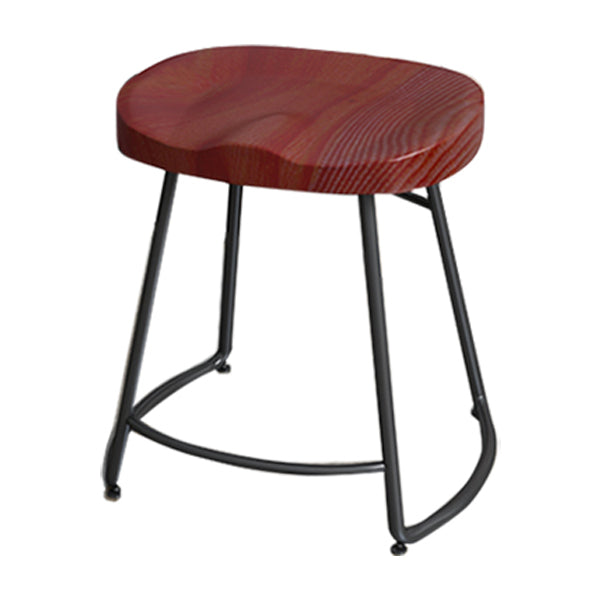 Solid Wood Backless Bar Chair Industrial Armless Metal Legs Bar Stool