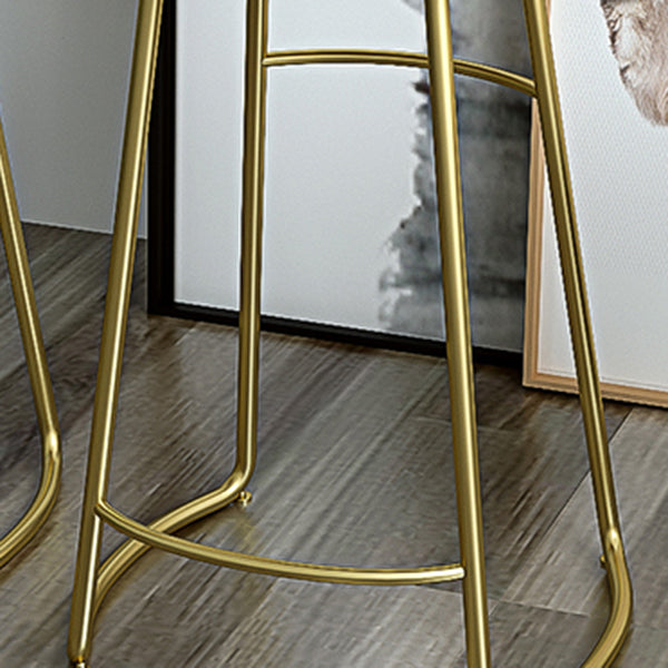 Solid Wood Backless Bar Chair Industrial Armless Metal Legs Bar Stool