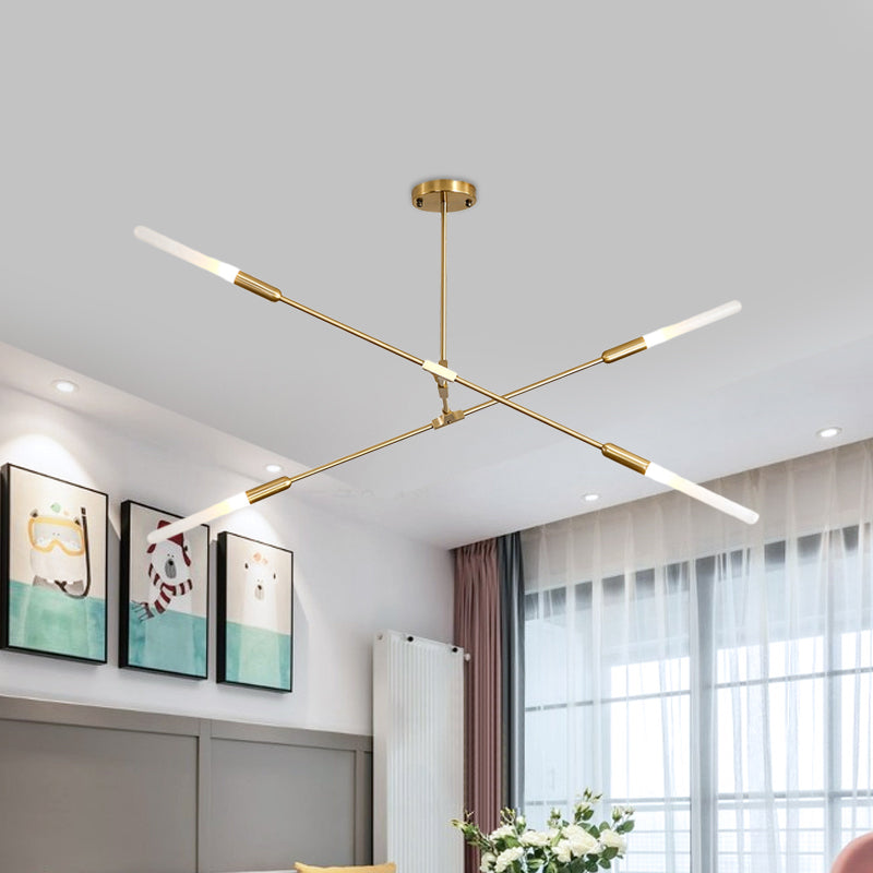 Apparecchiatura appesa lineare moderna metallo 4/6/8 luci a sospensione soffitto in oro con tonalità di vetro opale