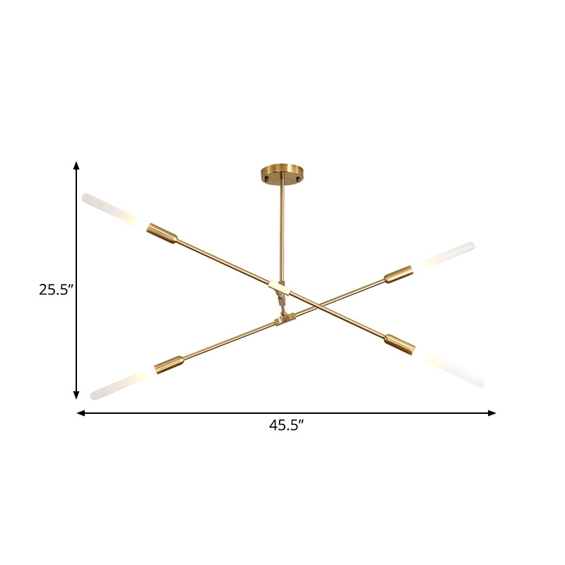 Apparecchiatura appesa lineare moderna metallo 4/6/8 luci a sospensione soffitto in oro con tonalità di vetro opale