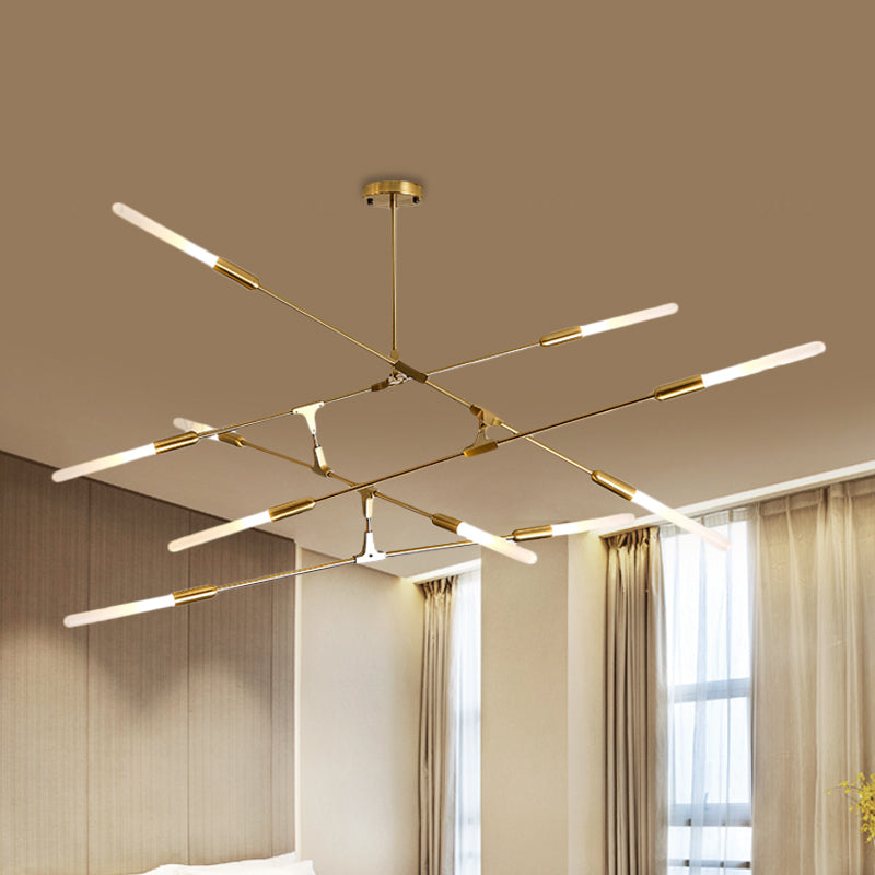 Apparecchiatura appesa lineare moderna metallo 4/6/8 luci a sospensione soffitto in oro con tonalità di vetro opale