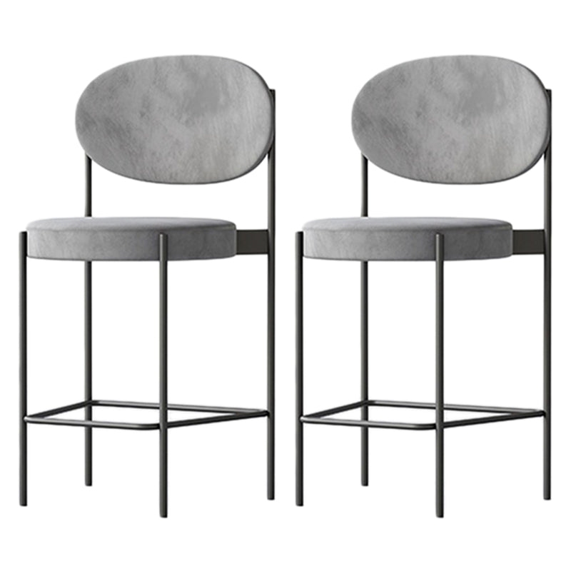 Contemporary Metal Barstool Fabric Stool Low Back in Matte Finish with 4 Legs