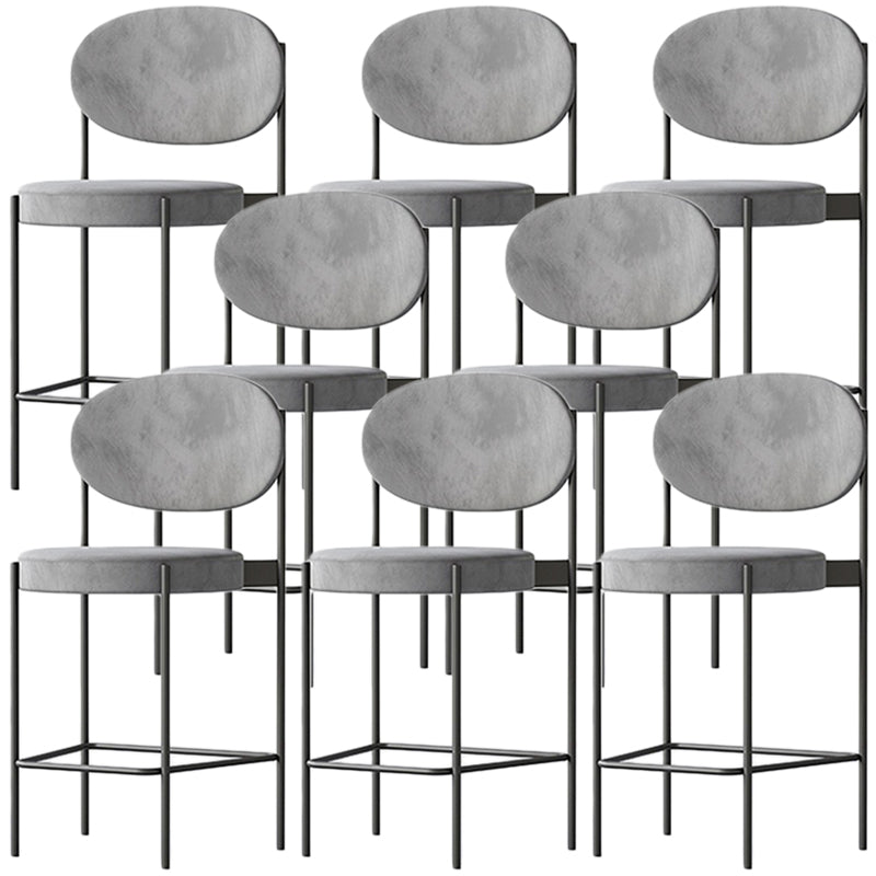 Contemporary Metal Barstool Fabric Stool Low Back in Matte Finish with 4 Legs