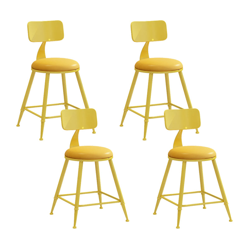 Scandinavian Metal Stool Faux Leather Round Seat Upholstered Counter Stool