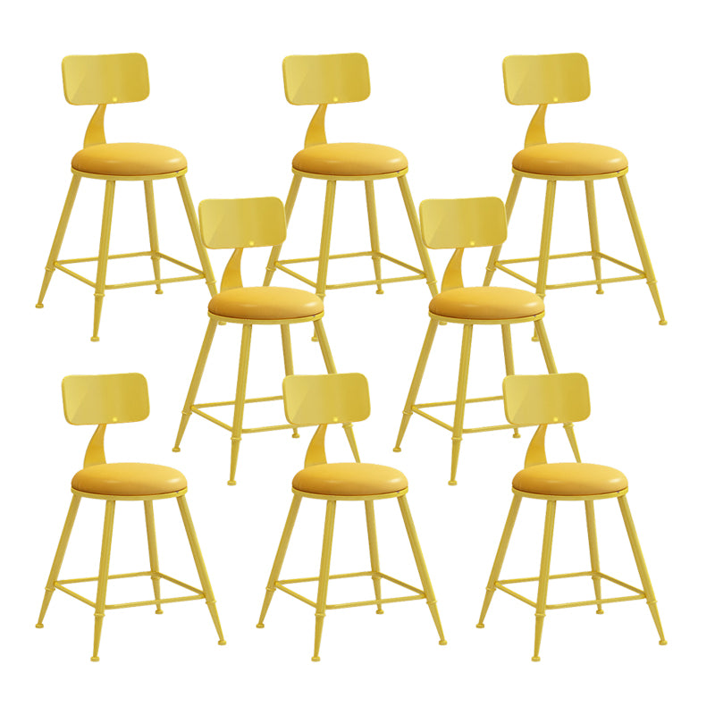 Scandinavian Metal Stool Faux Leather Round Seat Upholstered Counter Stool