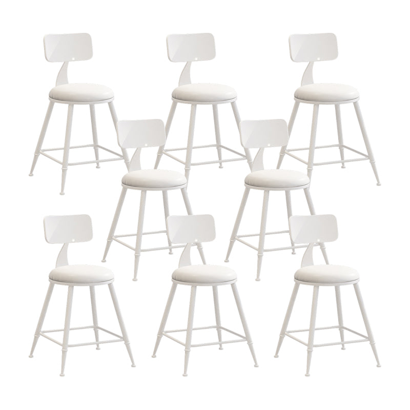 Scandinavian Metal Stool Faux Leather Round Seat Upholstered Counter Stool