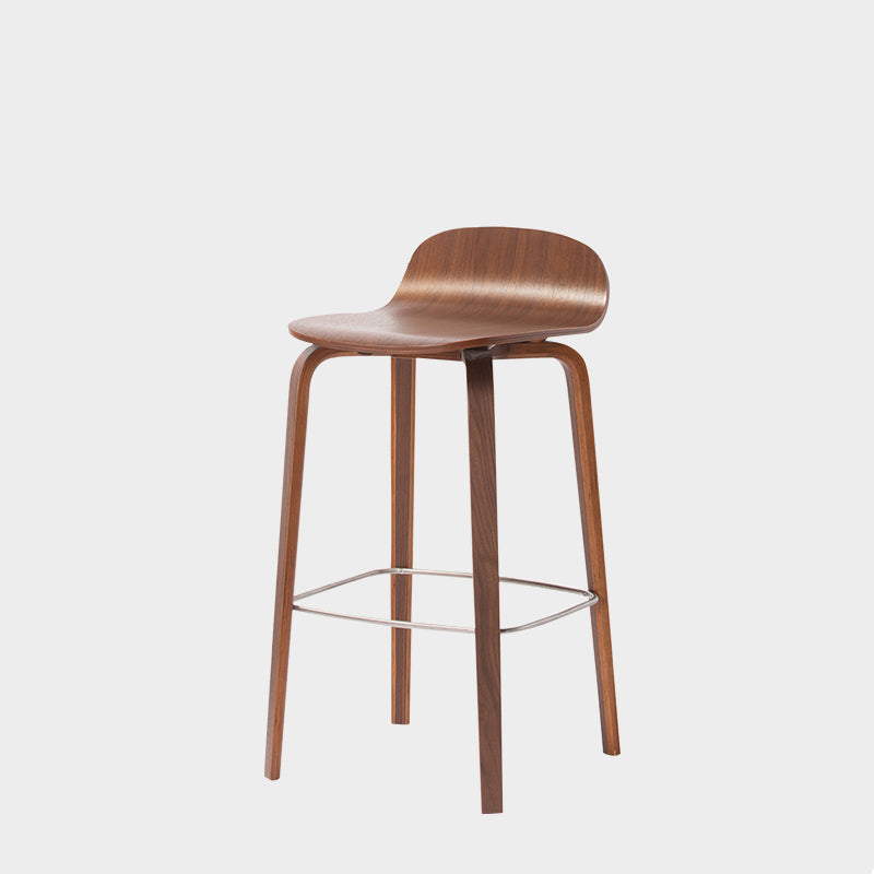 Contemporary Beech Wood Bar Stool Low Back Stool for Living Room