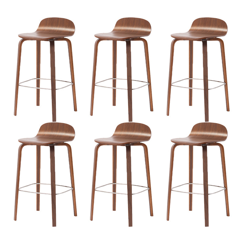 Contemporary Beech Wood Bar Stool Low Back Stool for Living Room