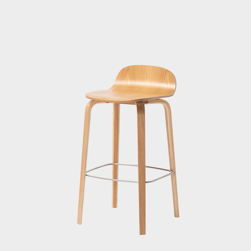 Contemporary Beech Wood Bar Stool Low Back Stool for Living Room