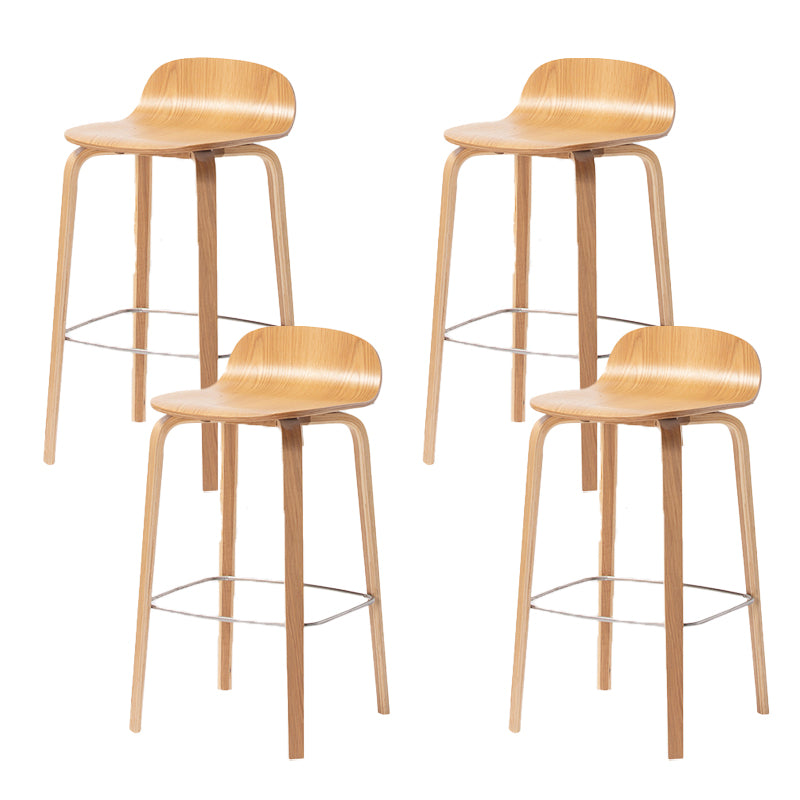 Contemporary Beech Wood Bar Stool Low Back Stool for Living Room