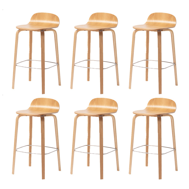Contemporary Beech Wood Bar Stool Low Back Stool for Living Room