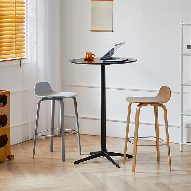 Contemporary Beech Wood Bar Stool Low Back Stool for Living Room