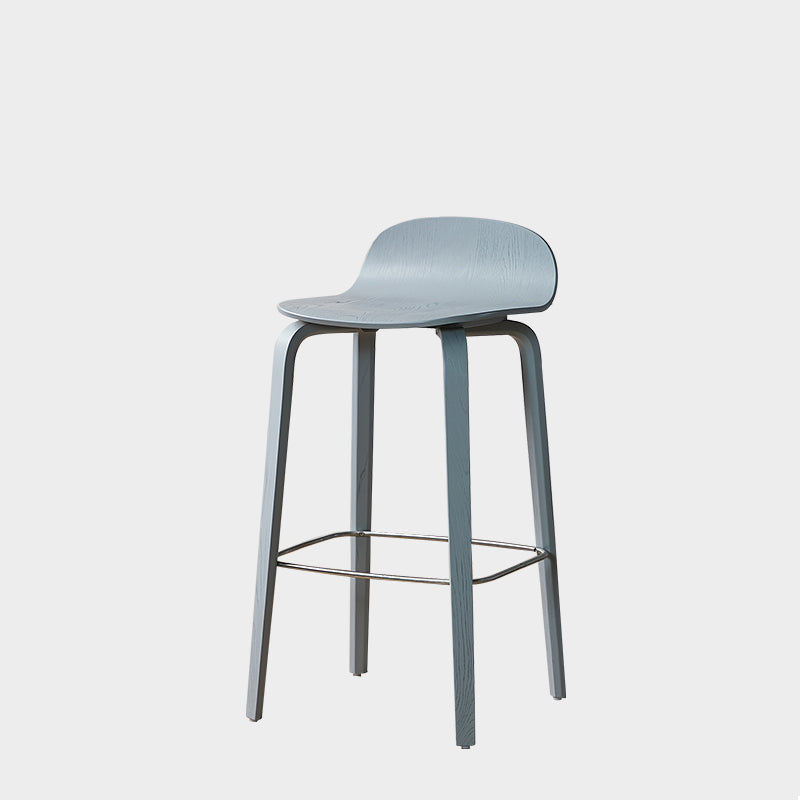 Contemporary Beech Wood Bar Stool Low Back Stool for Living Room