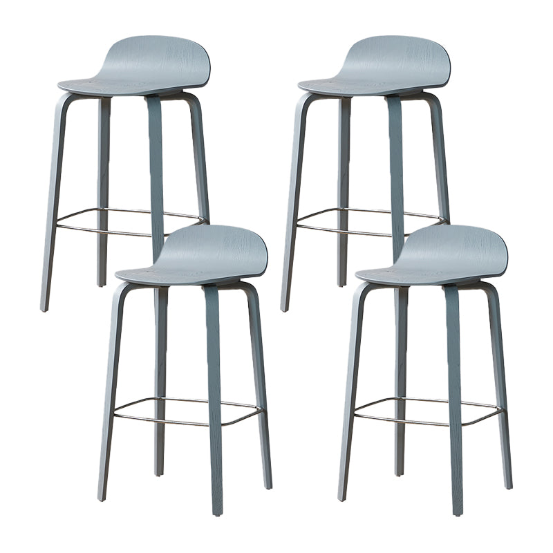 Contemporary Beech Wood Bar Stool Low Back Stool for Living Room
