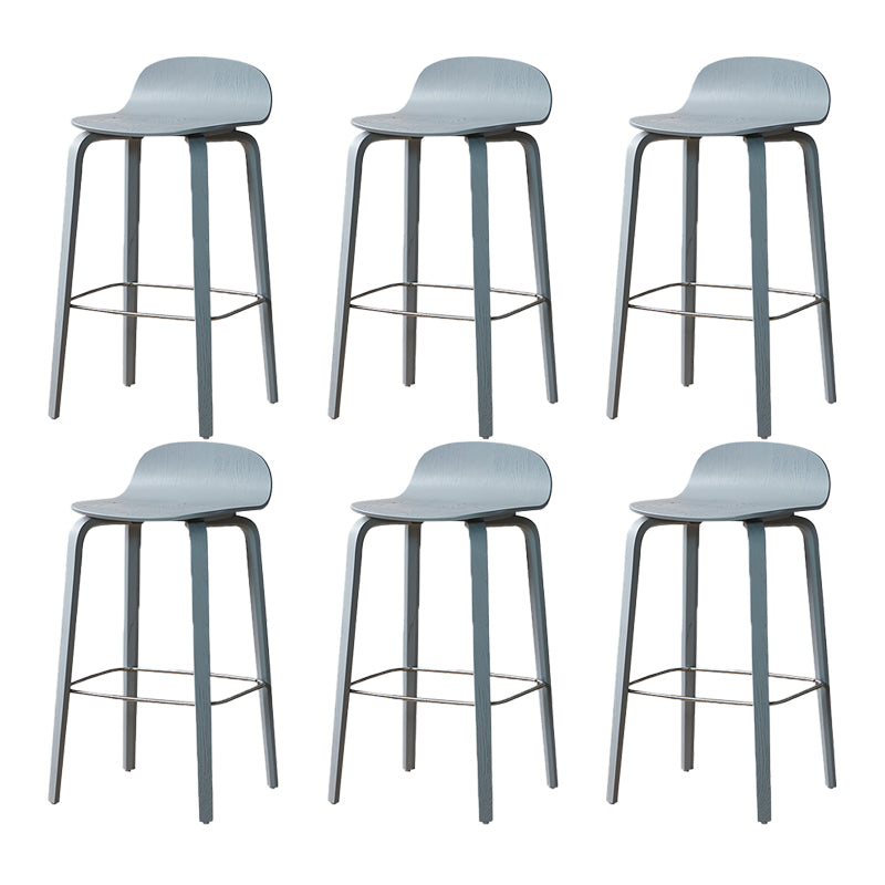 Contemporary Beech Wood Bar Stool Low Back Stool for Living Room