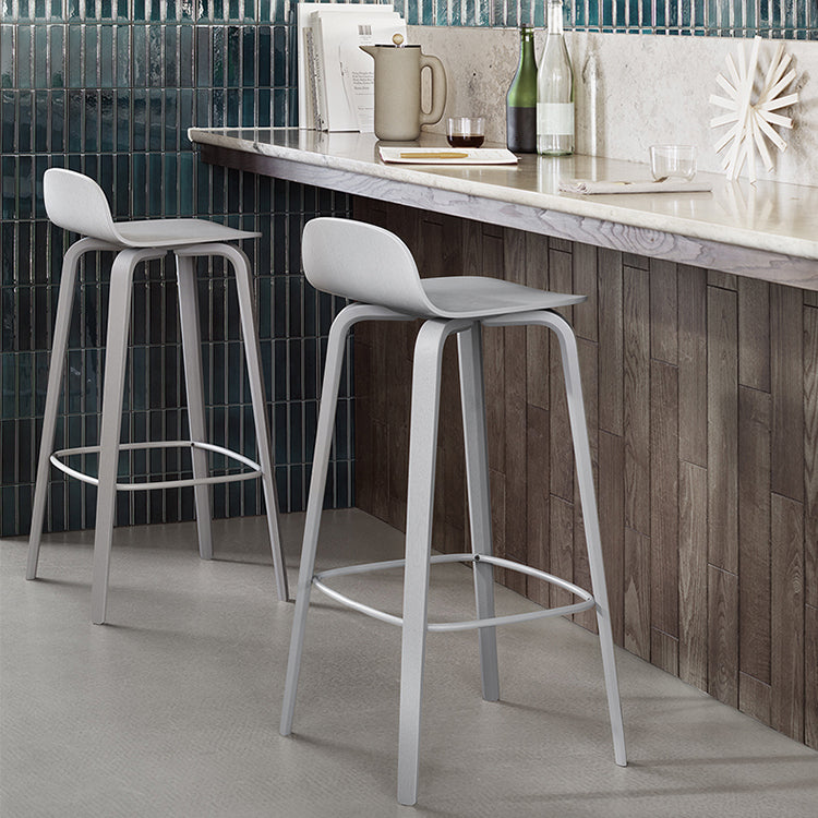 Contemporary Beech Wood Bar Stool Low Back Stool for Living Room