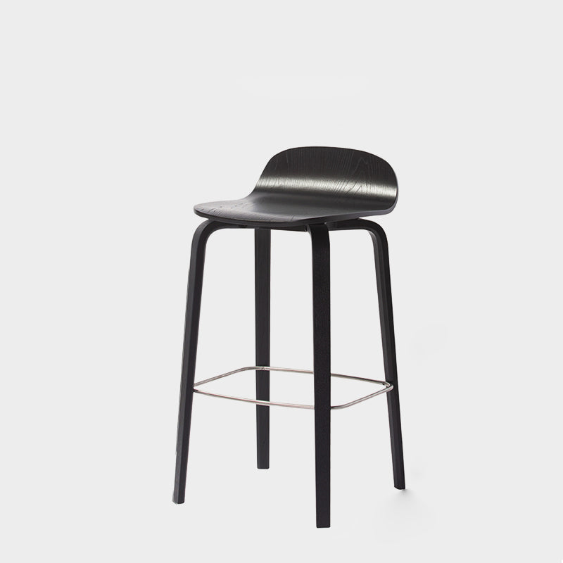 Contemporary Beech Wood Bar Stool Low Back Stool for Living Room