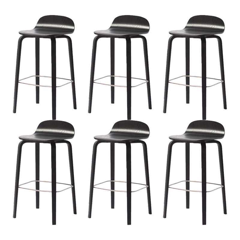 Contemporary Beech Wood Bar Stool Low Back Stool for Living Room