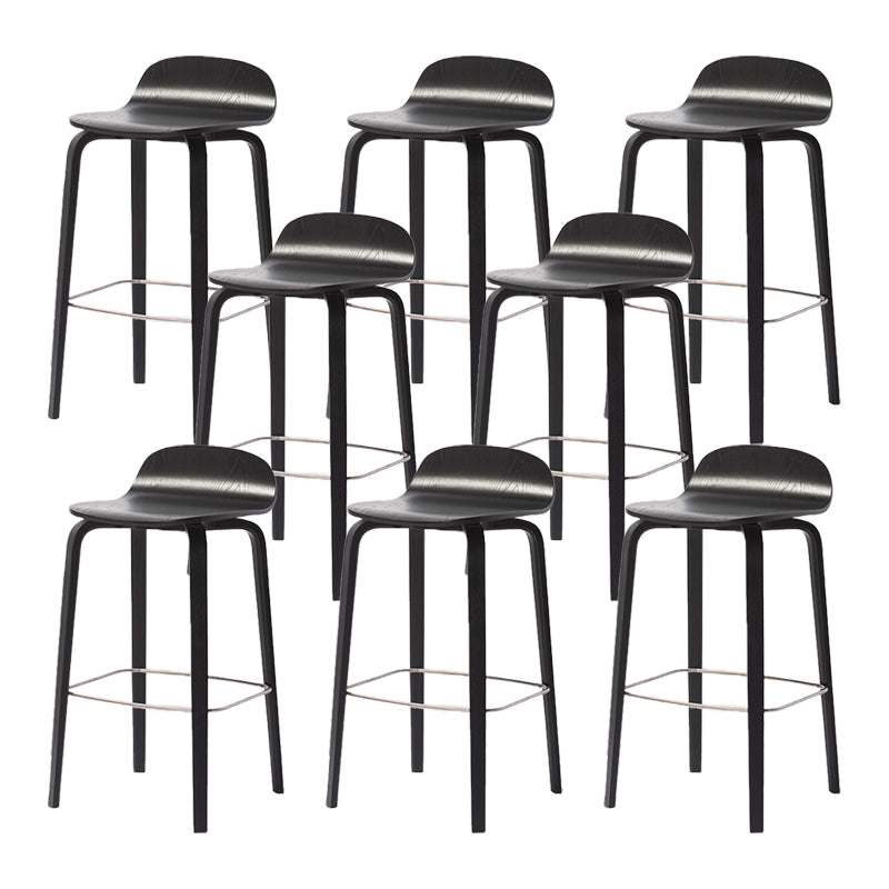 Contemporary Beech Wood Bar Stool Low Back Stool for Living Room