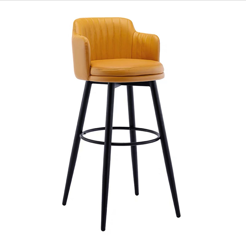 Contemporary Swivel Bar Stool Upholstered Leather Stools with Footrest