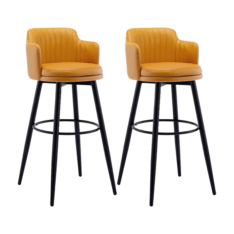 Contemporary Swivel Bar Stool Upholstered Leather Stools with Footrest