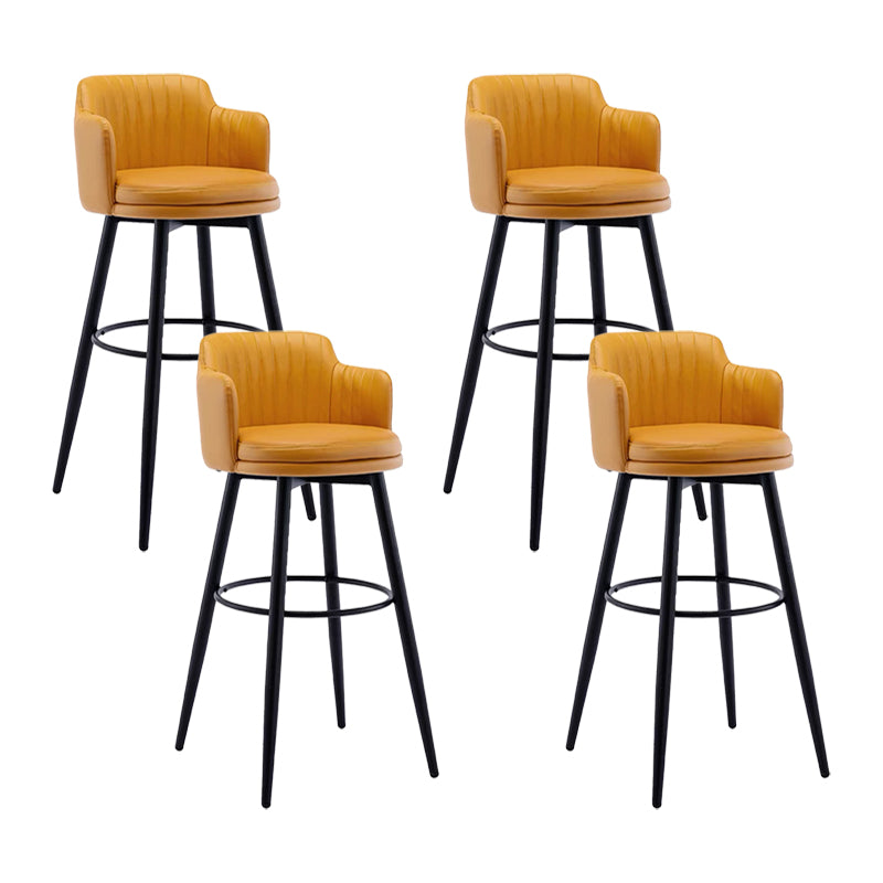 Contemporary Swivel Bar Stool Upholstered Leather Stools with Footrest
