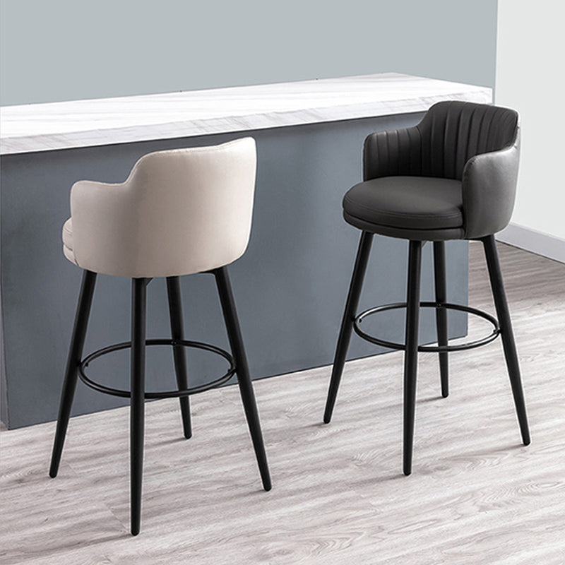 Contemporary Swivel Bar Stool Upholstered Leather Stools with Footrest