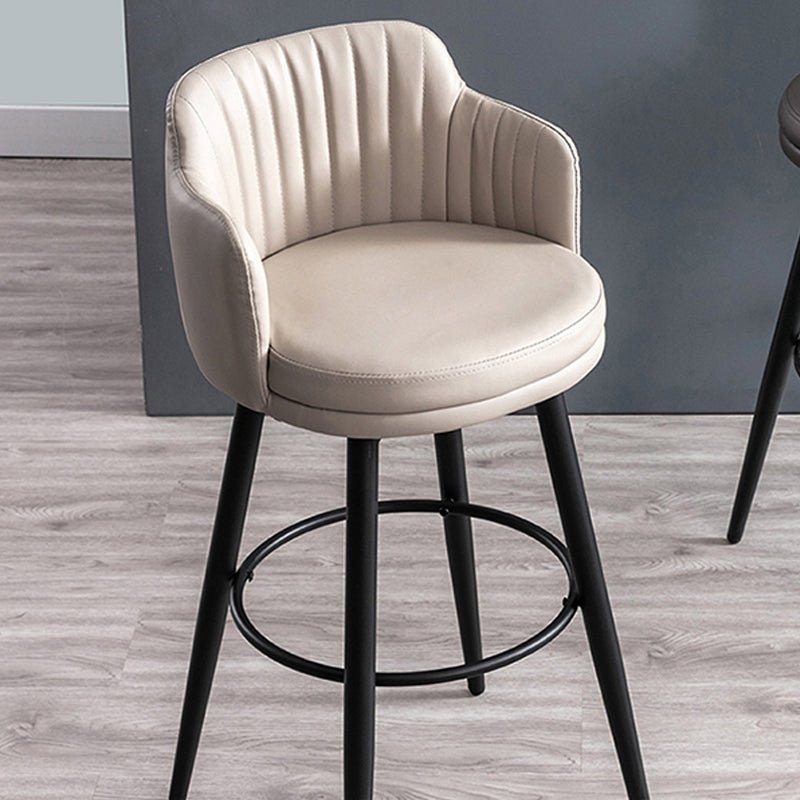 Contemporary Swivel Bar Stool Upholstered Leather Stools with Footrest