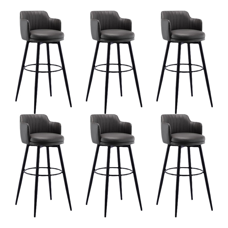Contemporary Swivel Bar Stool Upholstered Leather Stools with Footrest