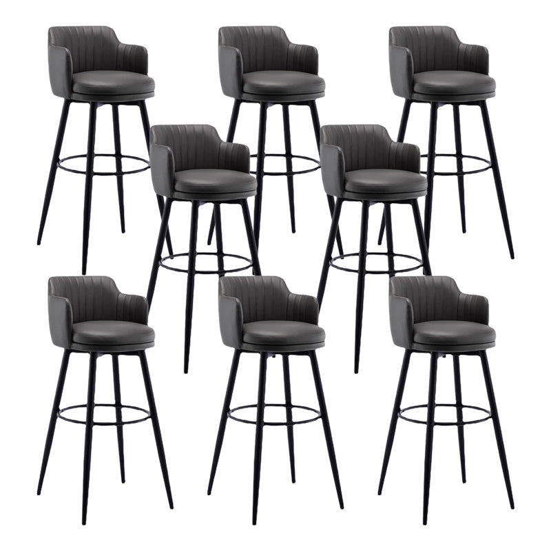 Contemporary Swivel Bar Stool Upholstered Leather Stools with Footrest