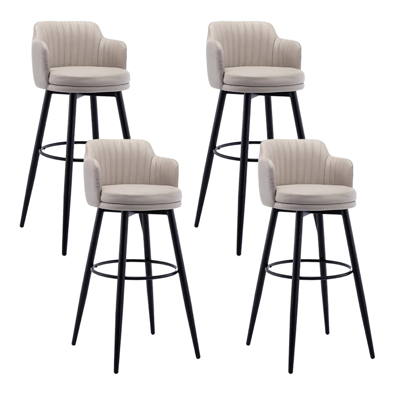 Contemporary Swivel Bar Stool Upholstered Leather Stools with Footrest