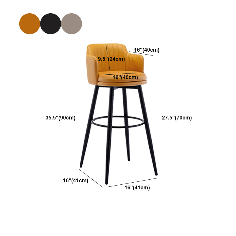 Contemporary Swivel Bar Stool Upholstered Leather Stools with Footrest