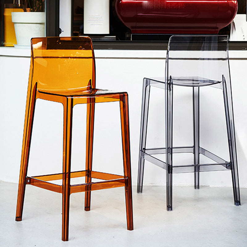 Contemporary Acrylic Low Back Bar Stool Armless Counter Height Stool for Living Room