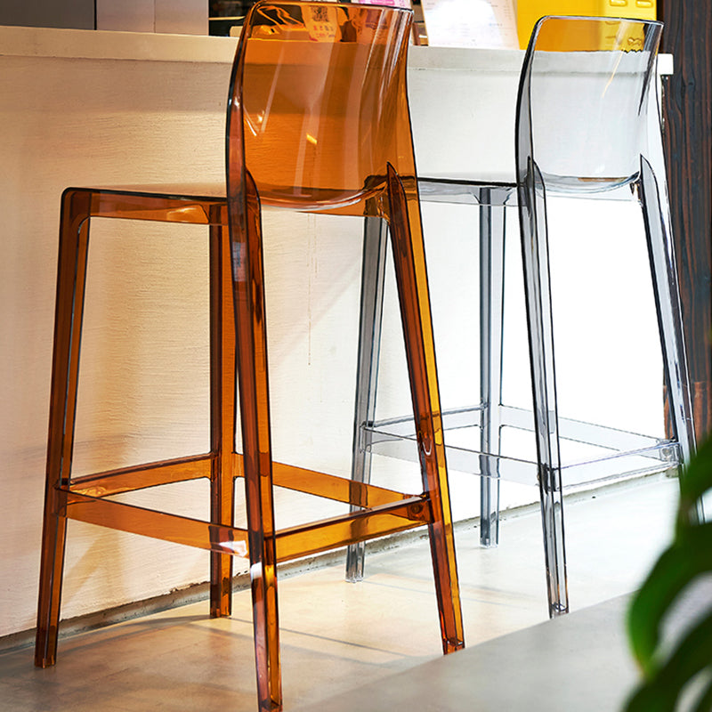 Contemporary Acrylic Low Back Bar Stool Armless Counter Height Stool for Living Room