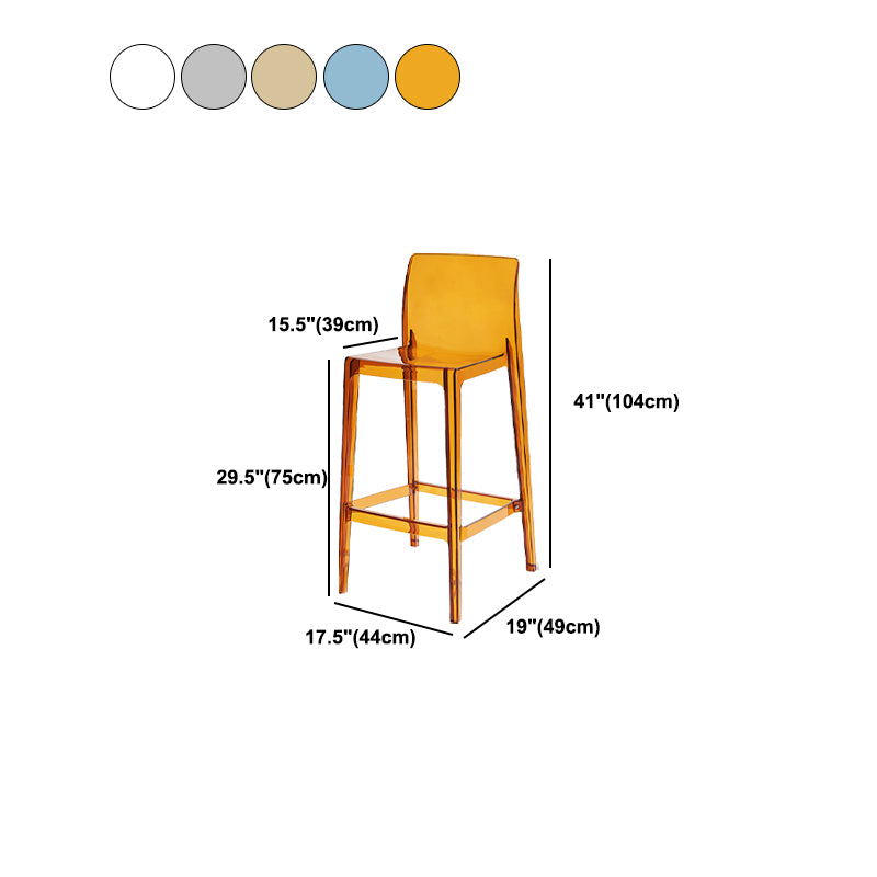 Contemporary Acrylic Low Back Bar Stool Armless Counter Height Stool for Living Room