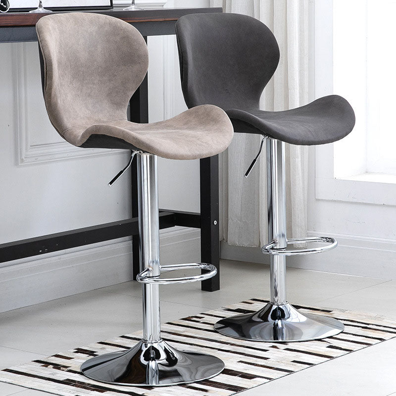 Scandinavian Metal Barstool Faux Leather Low Back Footrest Furniture