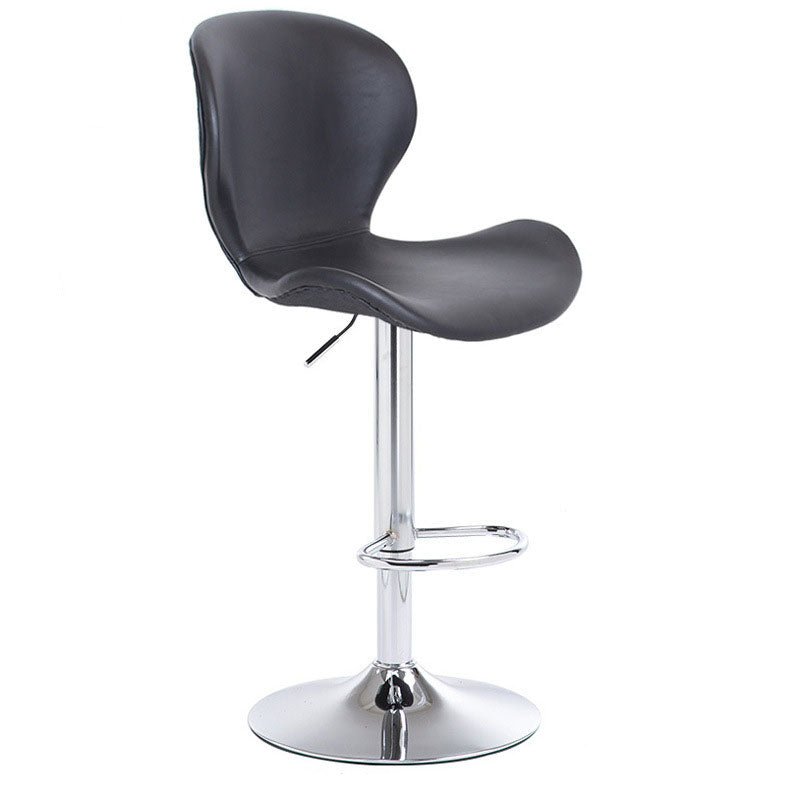 Scandinavian Metal Barstool Faux Leather Low Back Footrest Furniture