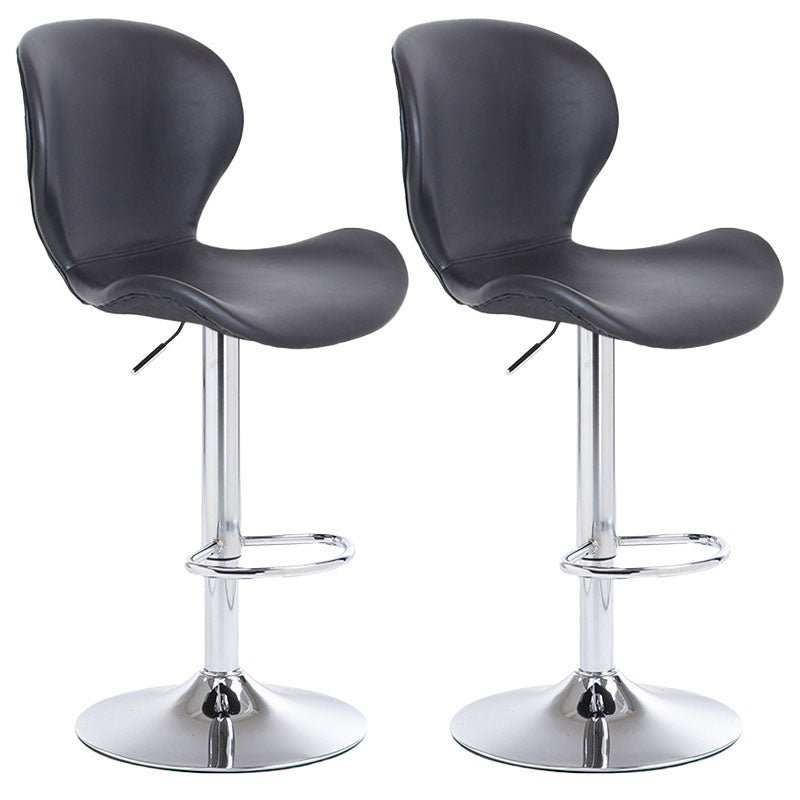 Scandinavian Metal Barstool Faux Leather Low Back Footrest Furniture