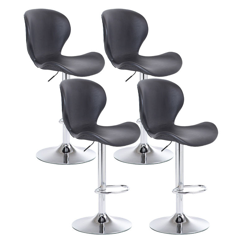 Scandinavian Metal Barstool Faux Leather Low Back Footrest Furniture