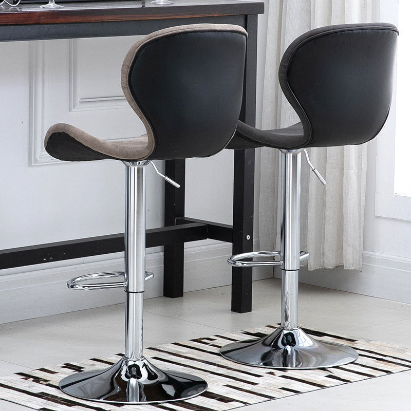 Scandinavian Metal Barstool Faux Leather Low Back Footrest Furniture