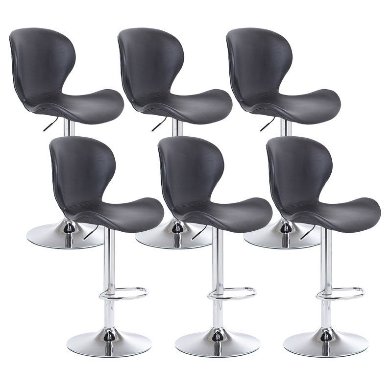 Scandinavian Metal Barstool Faux Leather Low Back Footrest Furniture