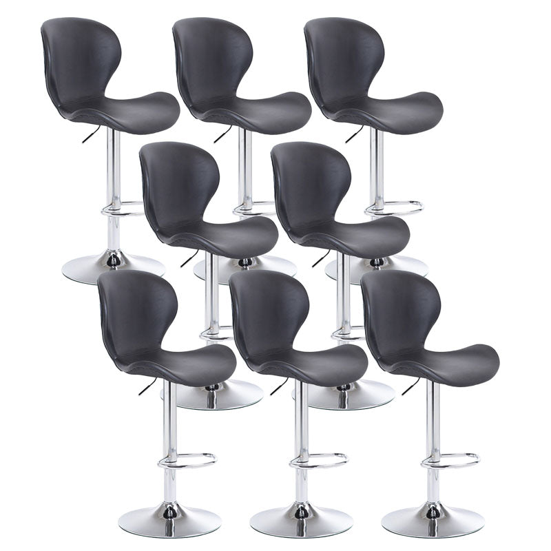 Scandinavian Metal Barstool Faux Leather Low Back Footrest Furniture