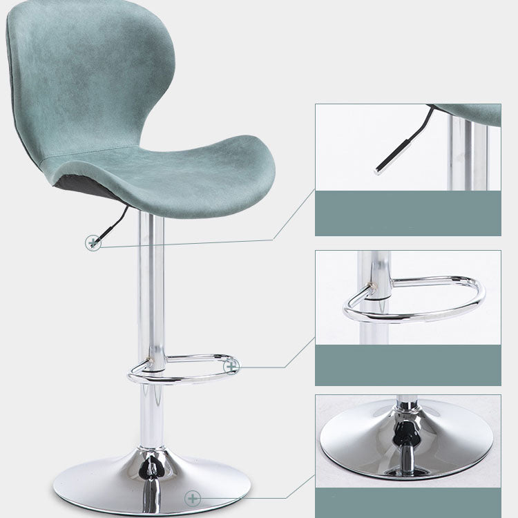 Scandinavian Metal Barstool Faux Leather Low Back Footrest Furniture