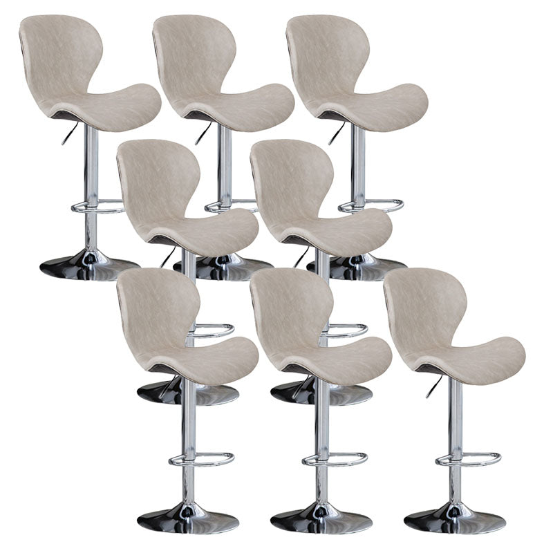 Scandinavian Metal Barstool Faux Leather Low Back Footrest Furniture