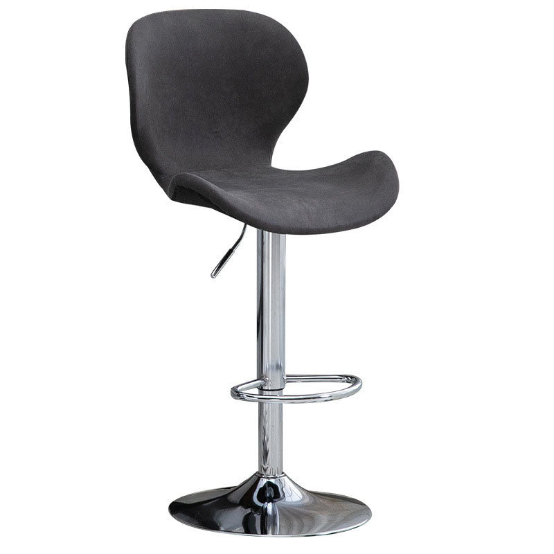 Scandinavian Metal Barstool Faux Leather Low Back Footrest Furniture