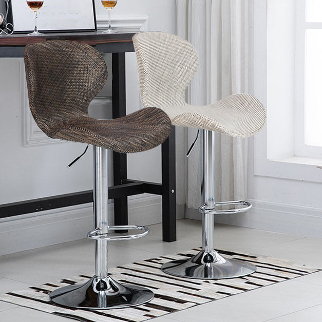 Scandinavian Metal Barstool Faux Leather Low Back Footrest Furniture