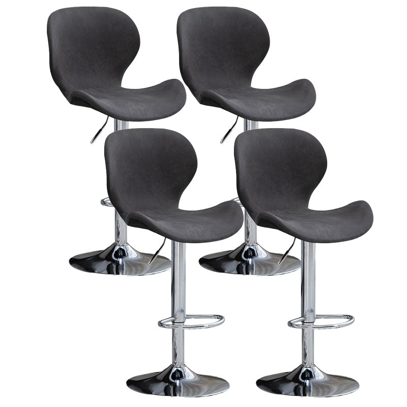 Scandinavian Metal Barstool Faux Leather Low Back Footrest Furniture