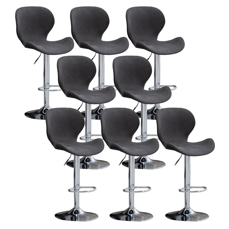 Scandinavian Metal Barstool Faux Leather Low Back Footrest Furniture