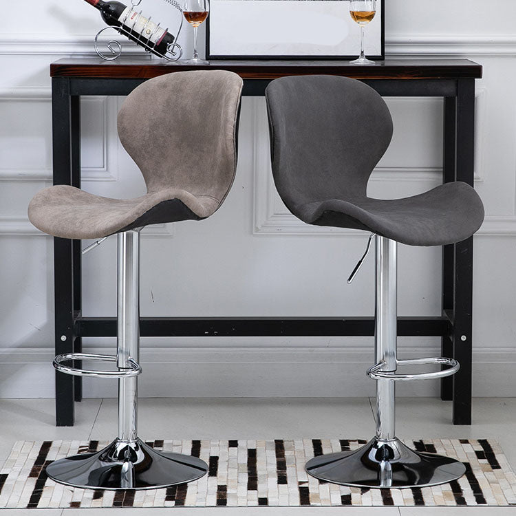 Scandinavian Metal Barstool Faux Leather Low Back Footrest Furniture