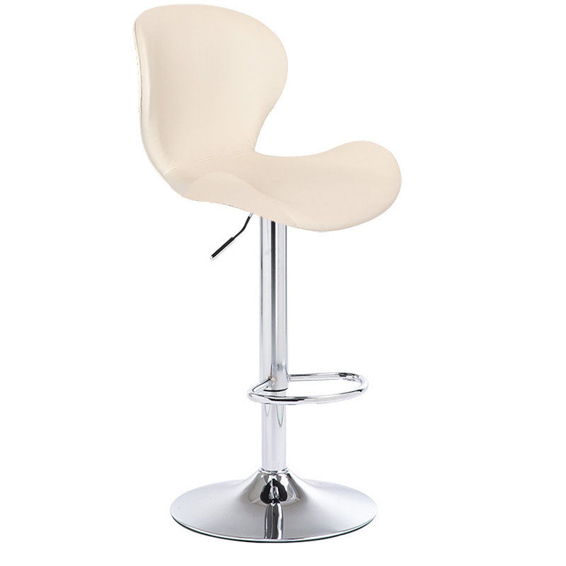 Scandinavian Metal Barstool Faux Leather Low Back Footrest Furniture